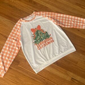 Women’s Tennessee Christmas Orange Plaid Plus 2XL Holiday Top New Without Tags